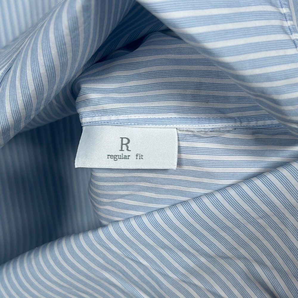 Ermenegildo Zegna Dress Shirt Men 16 Large Blue White Striped Luxury button down - Picture 10 of 16